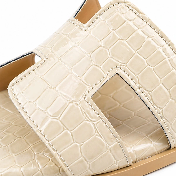 Sandale plate pour femme 902-22 Beige crocco  miniature